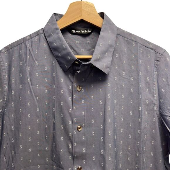 Travis Mathew Other - Travis Mathew NEW Mens Size M Button Front Gray Geometric Cotton/Nylon S/S Shirt